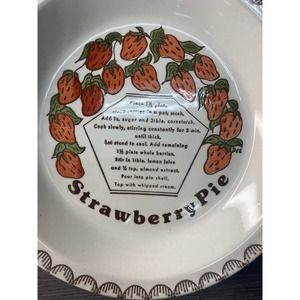 Vintage Mid century USA Pottery Strawberry Pie Recipe Plate 10”